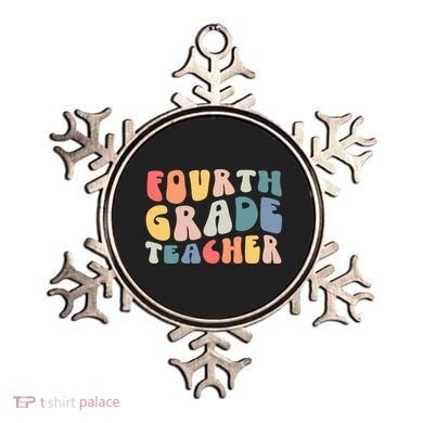 Groovy Vintage 4th Fourth Grade Teacher Back To School Ornament