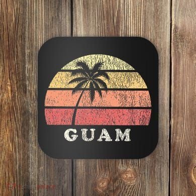 Guam Vintage 70s Retro Throwback Design Coaster