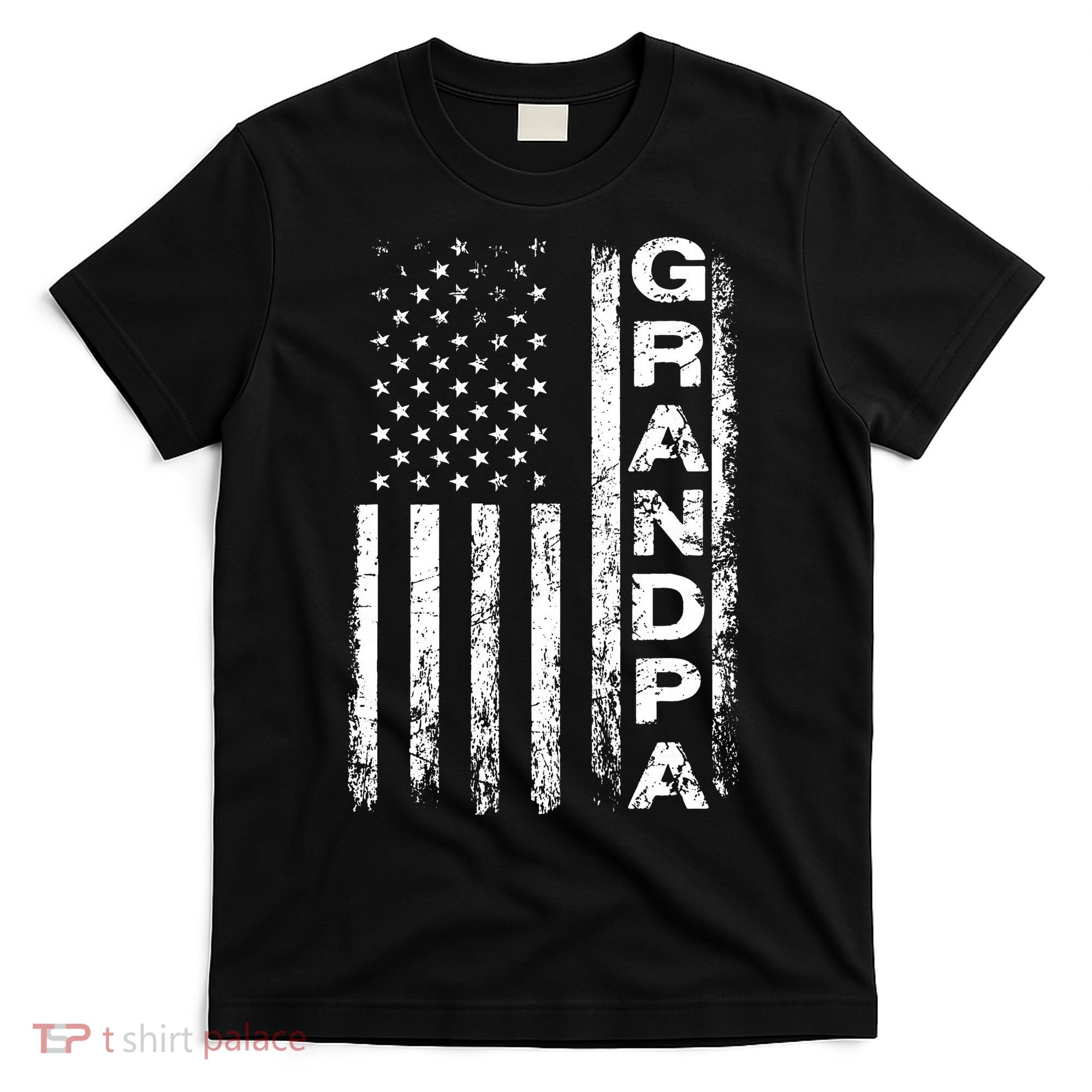Grandpa Vintage American Flag Father's Day 4th of July Papa T-Shirt