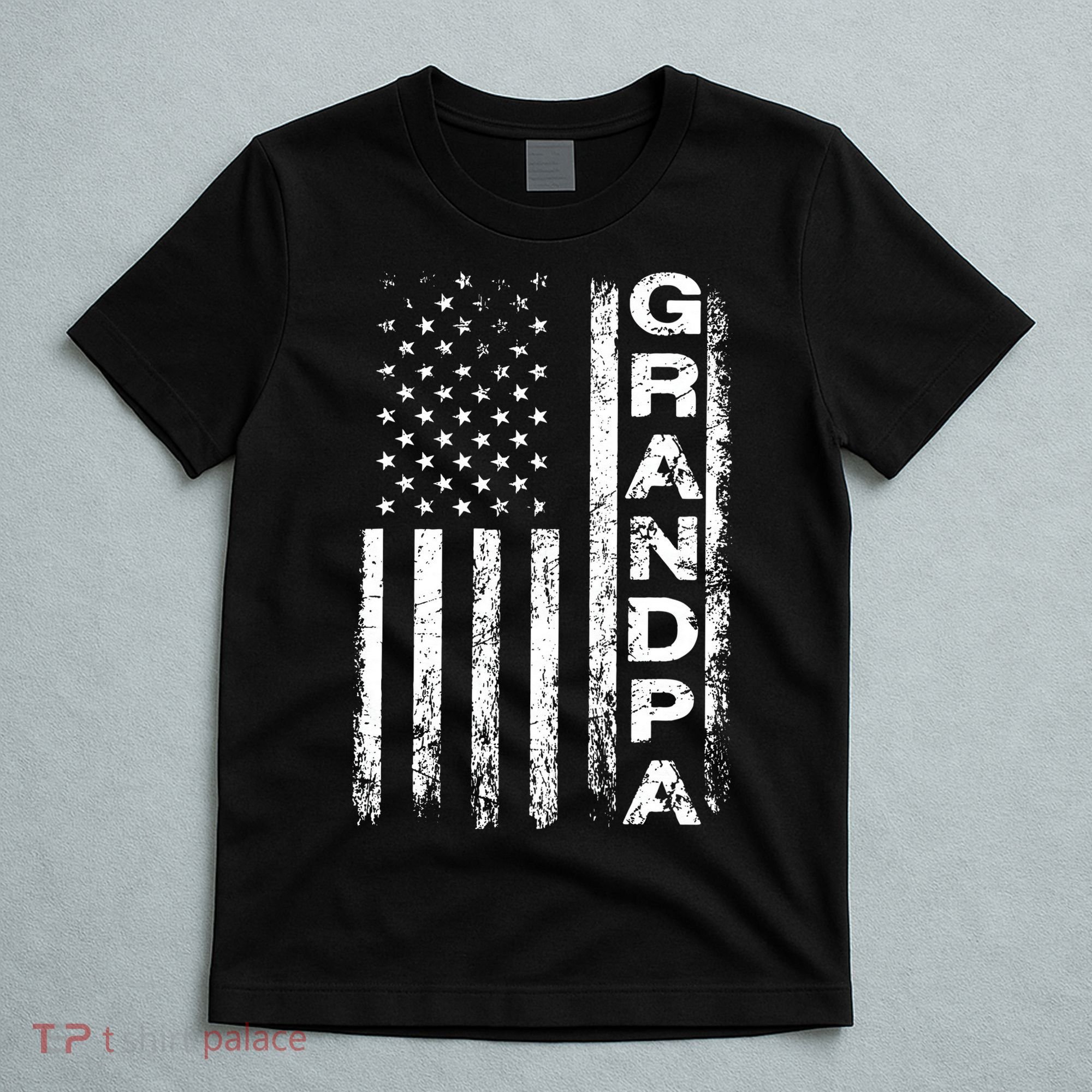 Grandpa Vintage American Flag Father's Day 4th of July Papa T-Shirt