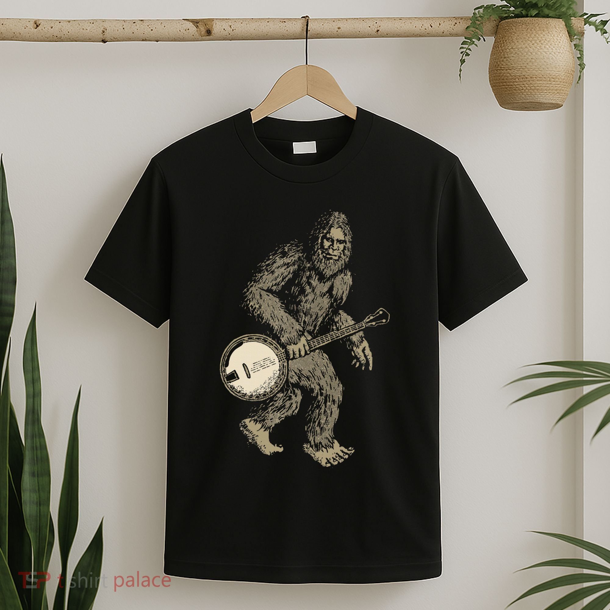 Grassquatch! Vintage Bigfoot & Bluegrass Banjo Music T-Shirt