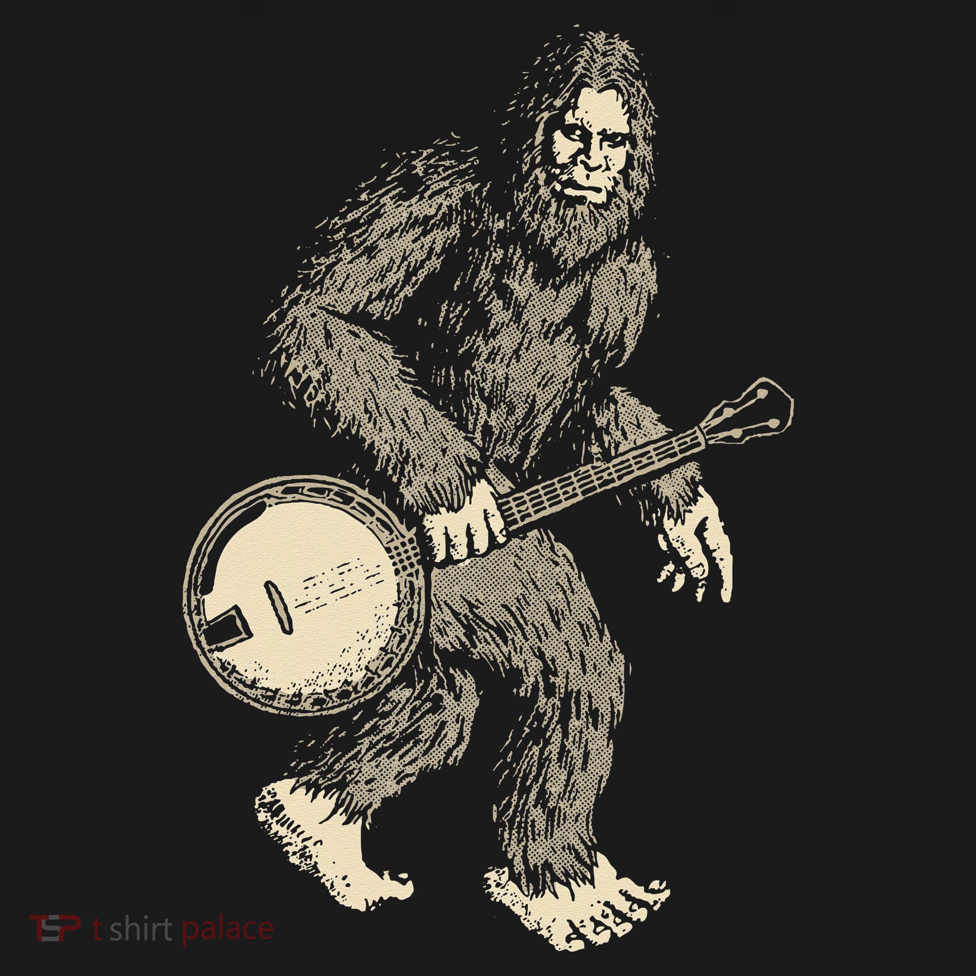 Grassquatch! Vintage Bigfoot & Bluegrass Banjo Music T-Shirt