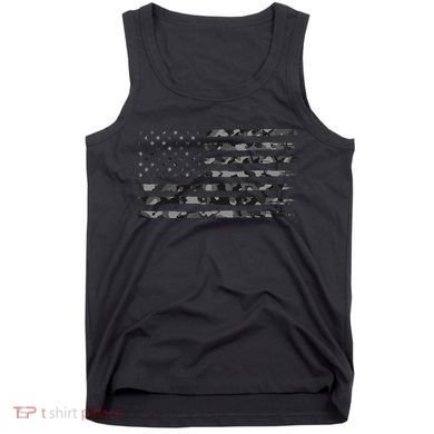 Grey Vintage Camo American Flag Tank Top