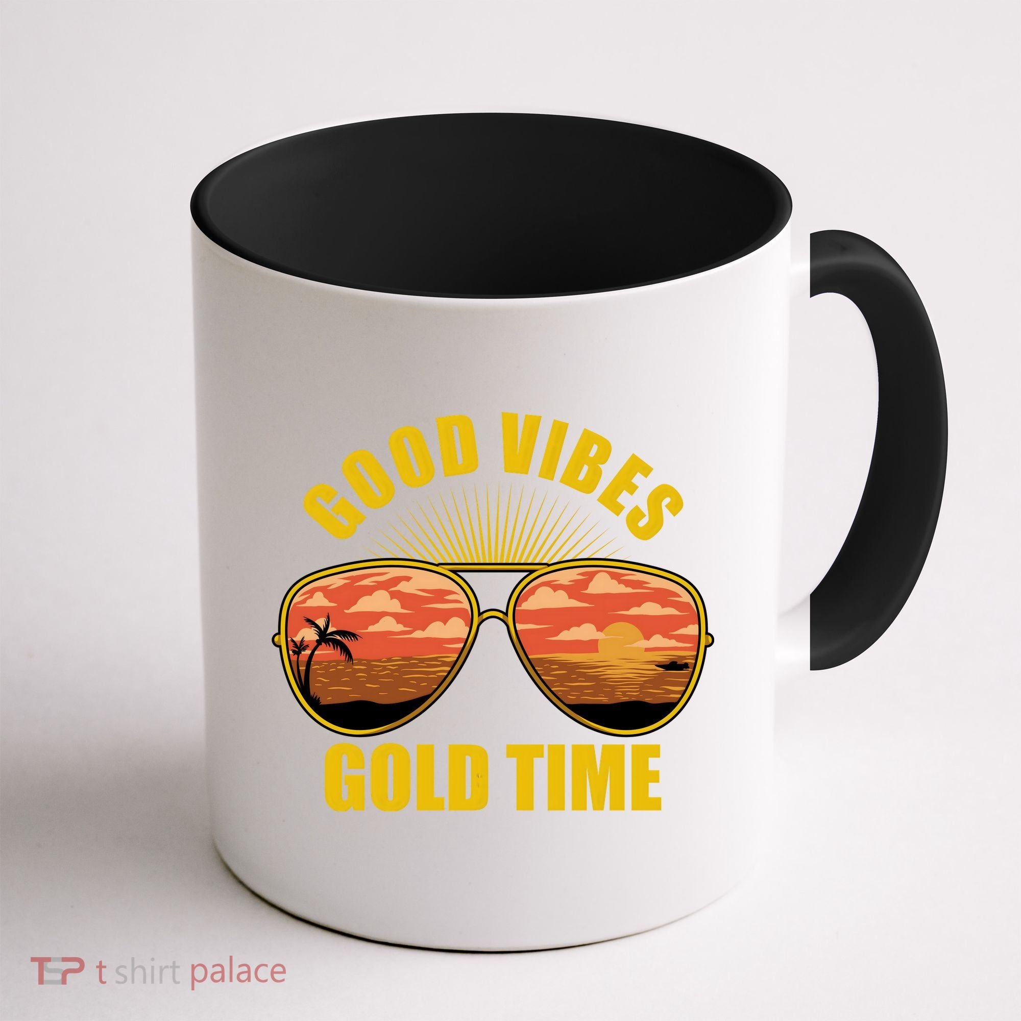 Good Vibes Gold Time Tropical Beach Coffee Mug
