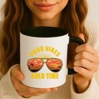 Good Vibes Gold Time Tropical Beach Coffee Mug thumb 3