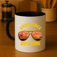 Good Vibes Gold Time Tropical Beach Coffee Mug thumb 4