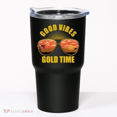 Good Vibes Gold Time Tropical Beach Tumbler