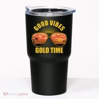 Good Vibes Gold Time Tropical Beach Tumbler thumb 0