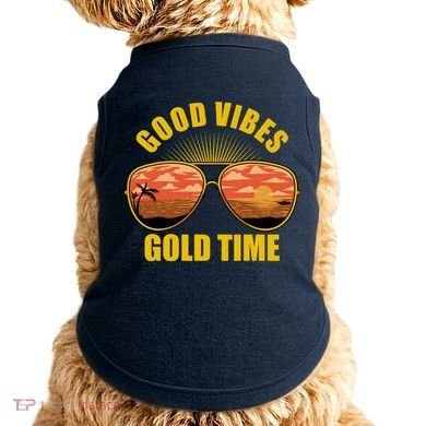 Good Vibes Gold Time Tropical Beach Doggie Tank