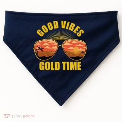 Good Vibes Gold Time Tropical Beach USA-Made Doggie Bandana
