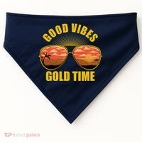 Good Vibes Gold Time Tropical Beach USA-Made Doggie Bandana thumb 0