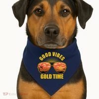 Good Vibes Gold Time Tropical Beach USA-Made Doggie Bandana thumb 1
