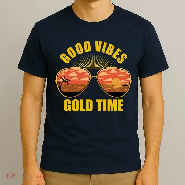 Good Vibes Gold Time Tropical Beach T-Shirt