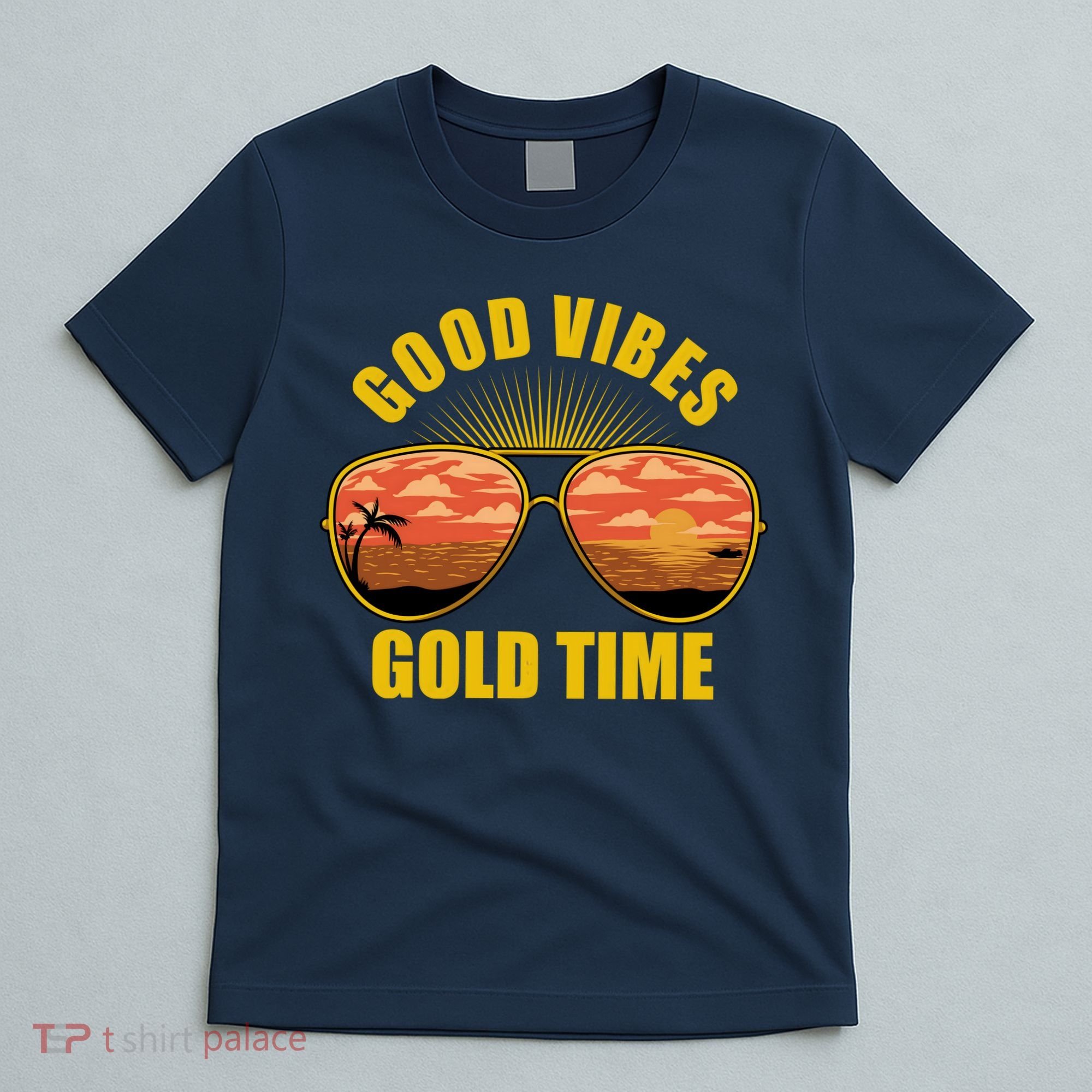 Good Vibes Gold Time Tropical Beach T-Shirt