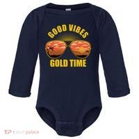 Good Vibes Gold Time Tropical Beach Baby Long Sleeve Bodysuit thumb 0