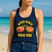 Good Vibes Gold Time Tropical Beach Women's Tank Top thumb 2