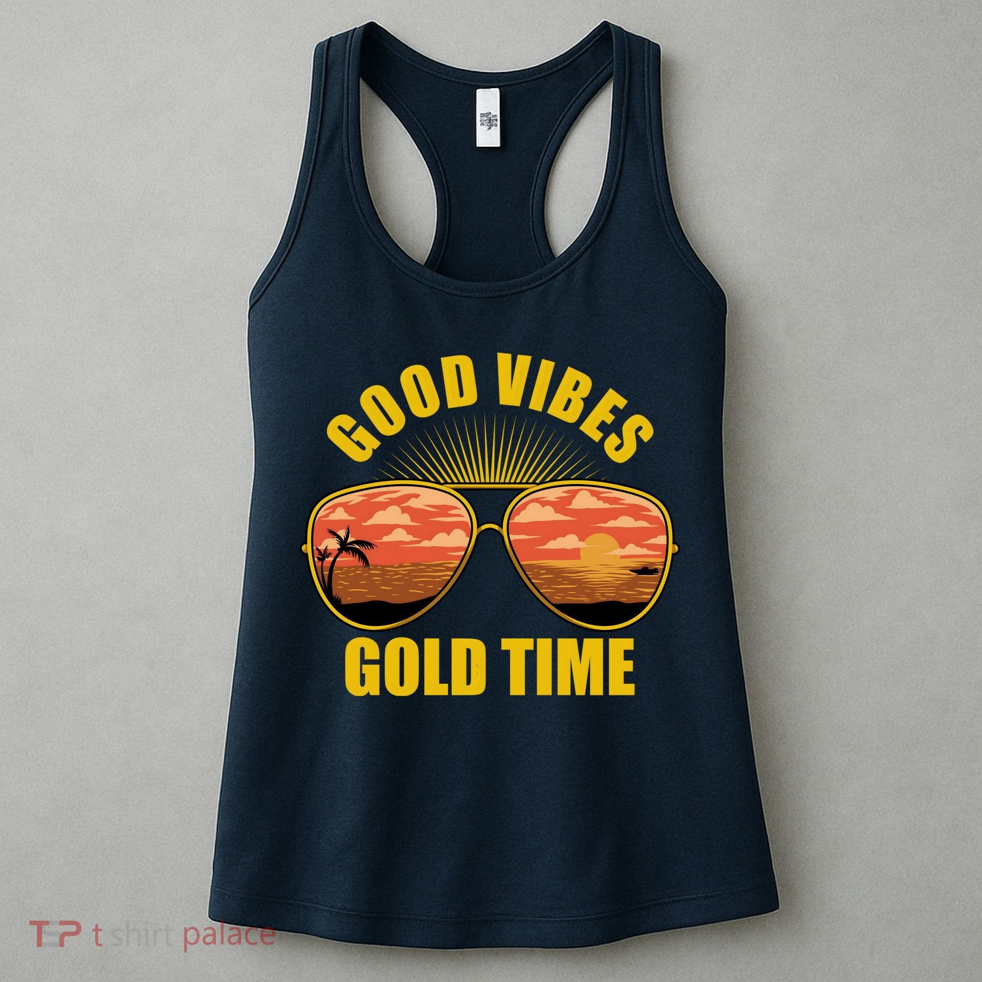 Good Vibes Gold Time Tropical Beach Women's Tank Top