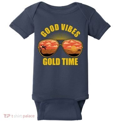 Good Vibes Gold Time Tropical Beach Baby Bodysuit