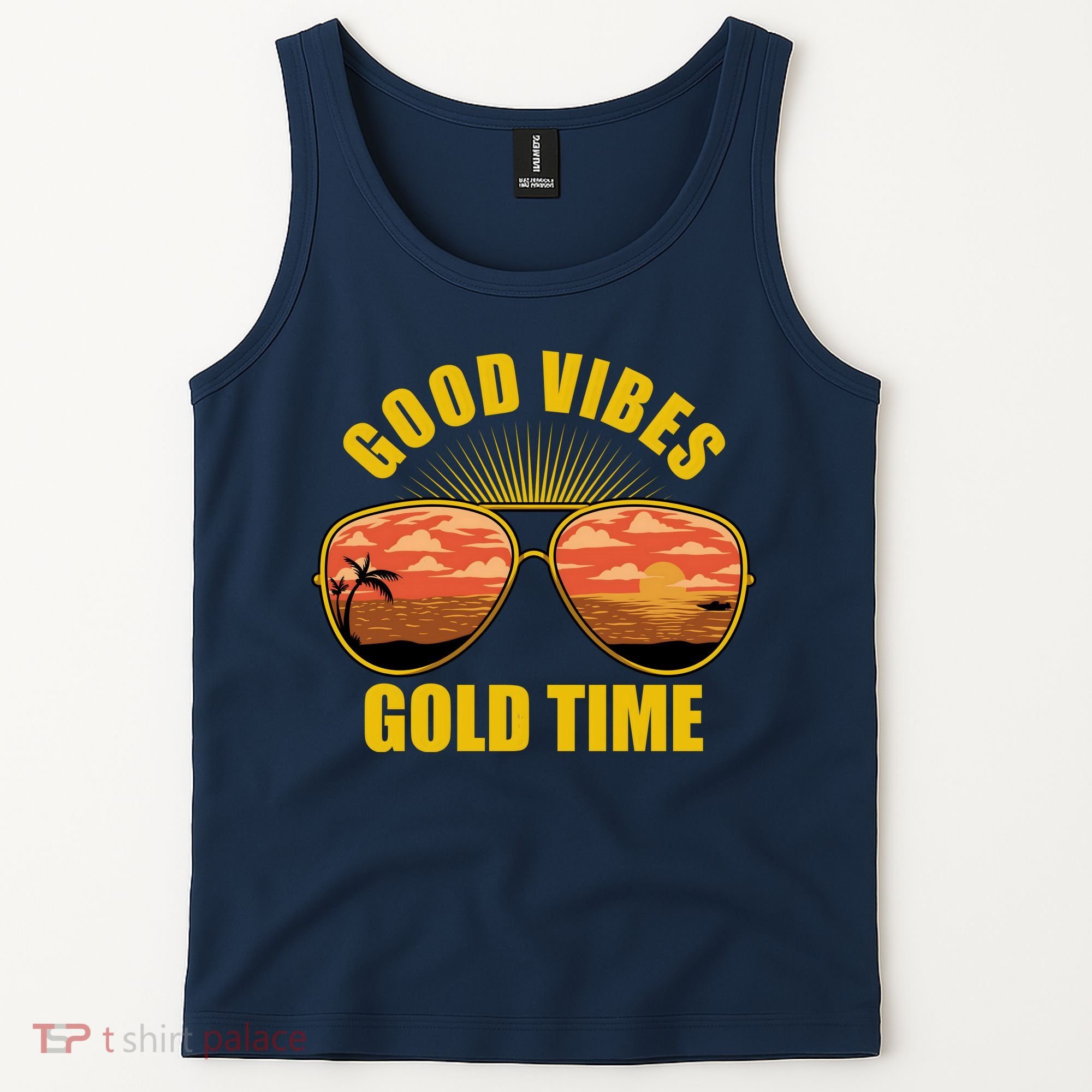 Good Vibes Gold Time Tropical Beach Tank Top