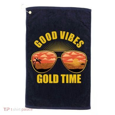 Good Vibes Gold Time Tropical Beach Golf Towel