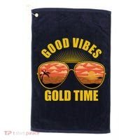 Good Vibes Gold Time Tropical Beach Golf Towel thumb 0
