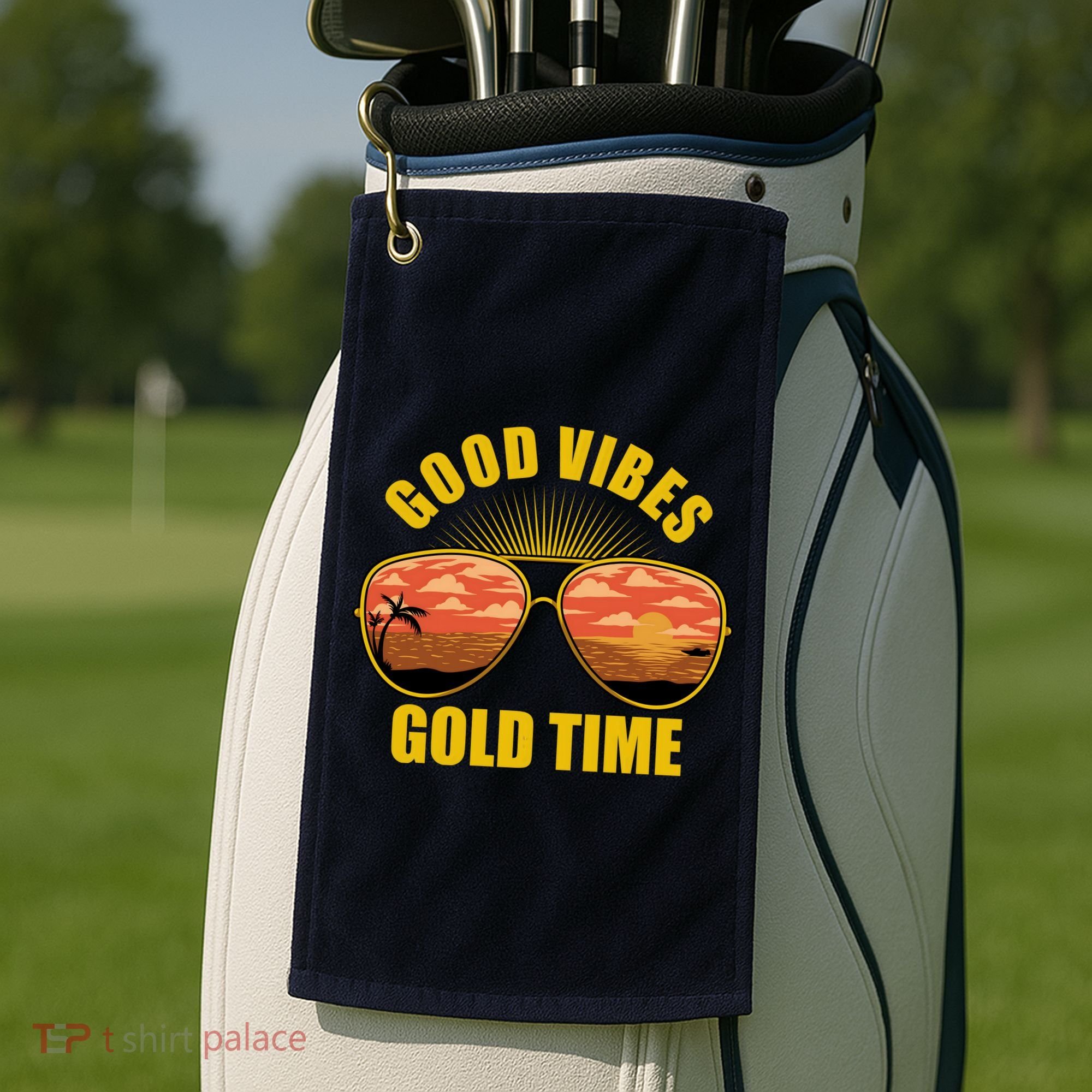 Good Vibes Gold Time Tropical Beach Golf Towel
