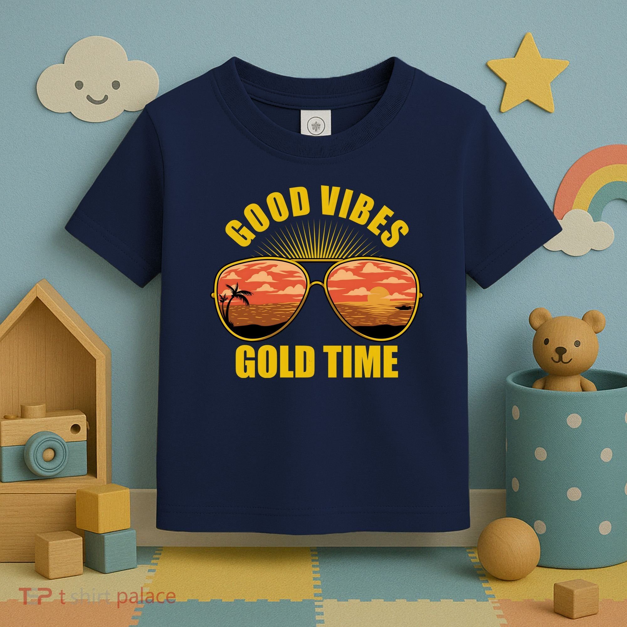 Good Vibes Gold Time Tropical Beach Toddler T-Shirt
