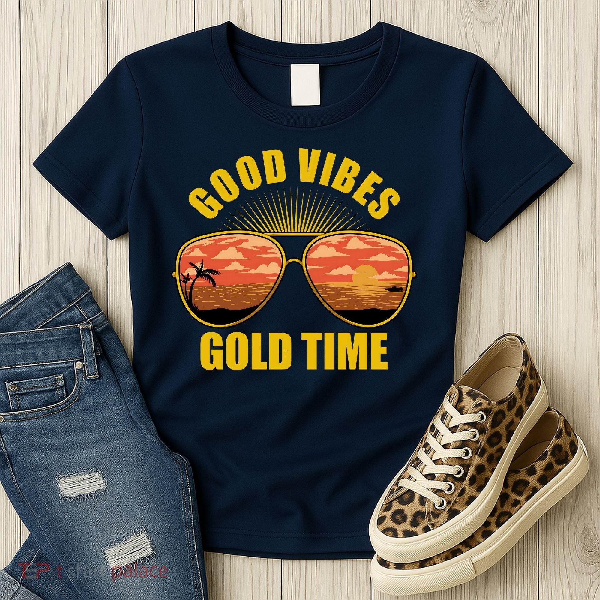 Good Vibes Gold Time Tropical Beach Women's T-Shirt