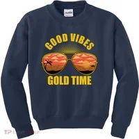 Good Vibes Gold Time Tropical Beach Kids Sweatshirt thumb 0