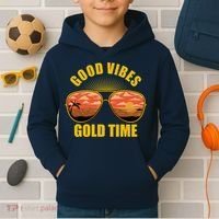 Good Vibes Gold Time Tropical Beach Kids Hoodie thumb 2