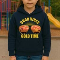 Good Vibes Gold Time Tropical Beach Kids Hoodie thumb 3