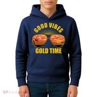 Good Vibes Gold Time Tropical Beach Kids Hoodie thumb 4