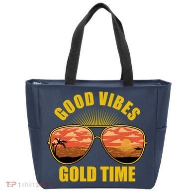 Good Vibes Gold Time Tropical Beach Tote Bag