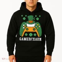 Gamerchaun Video Game St Patrick's Day Gamer Game Controller Hoodie thumb 2