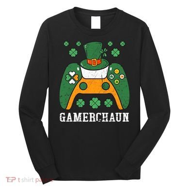 Gamerchaun Video Game St Patrick's Day Gamer Game Controller Long Sleeve Shirt