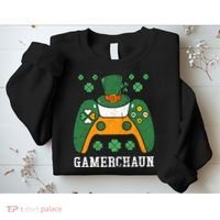 Gamerchaun Video Game St Patrick's Day Gamer Game Controller Sweatshirt thumb 2