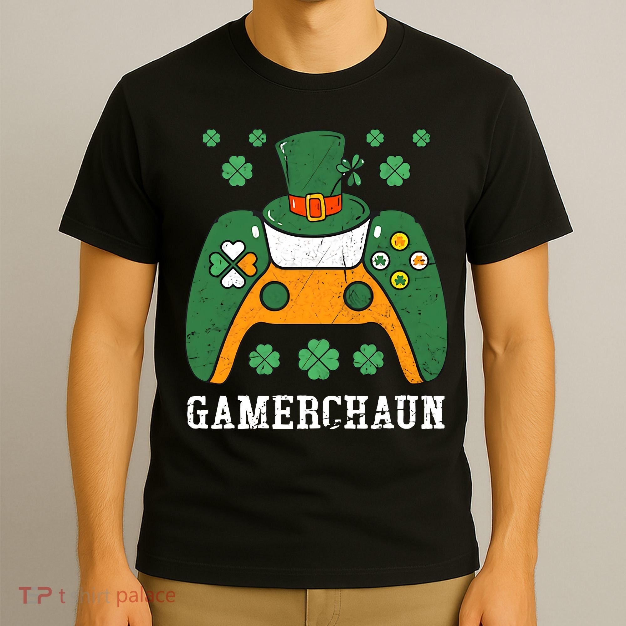 Gamerchaun Video Game St Patrick's Day Gamer Game Controller T-Shirt