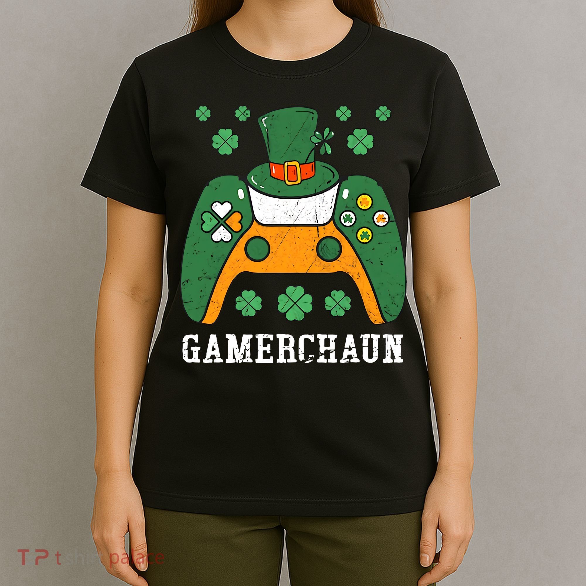 Gamerchaun Video Game St Patrick's Day Gamer Game Controller T-Shirt