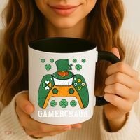 Gamerchaun Video Game St Patrick's Day Gamer Game Controller Coffee Mug thumb 3