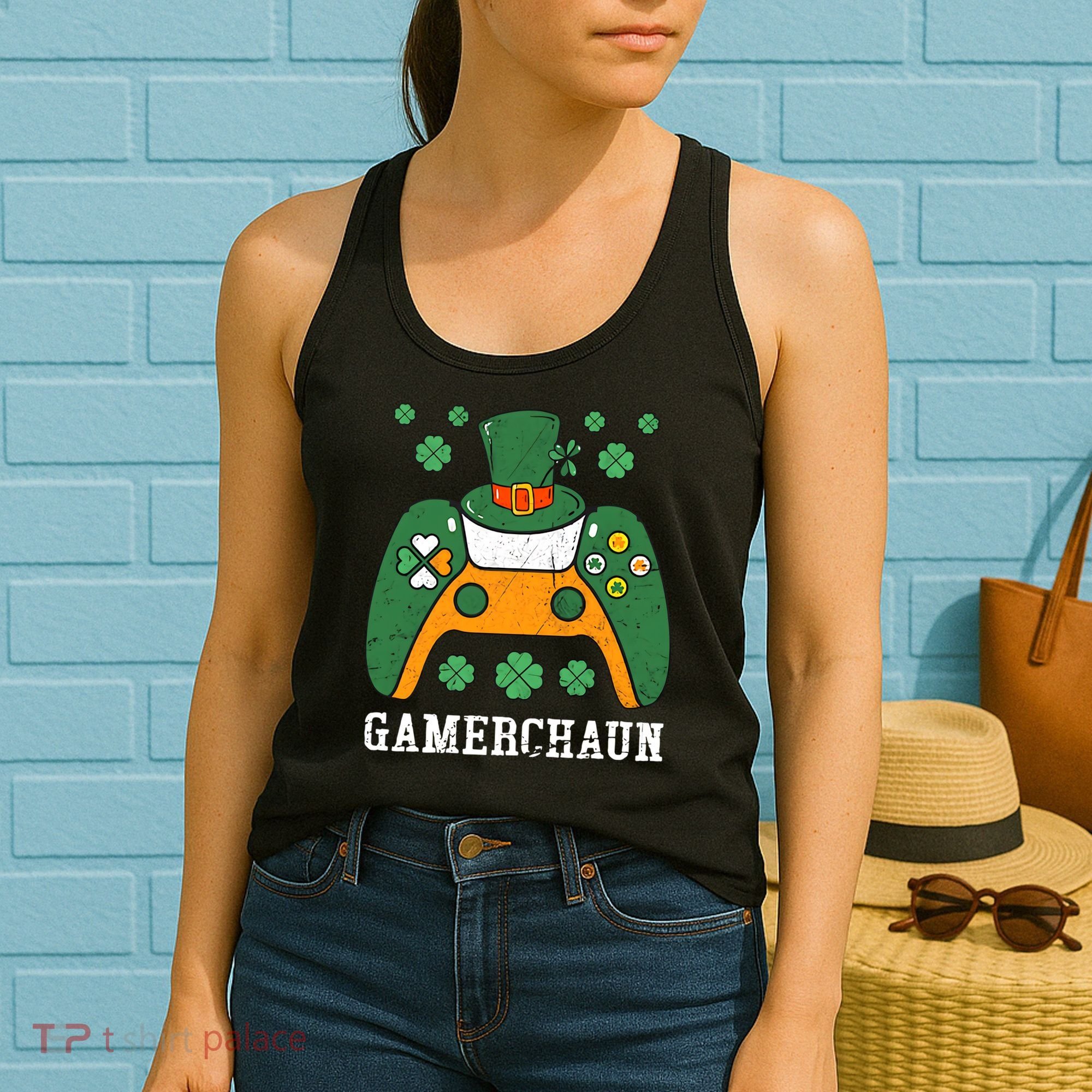 Gamerchaun Video Game St Patrick's Day Gamer Game Controller Women's Tank Top