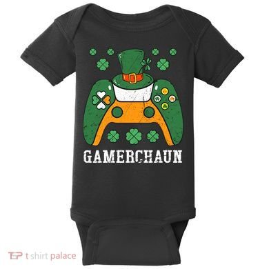 Gamerchaun Video Game St Patrick's Day Gamer Game Controller Baby Bodysuit
