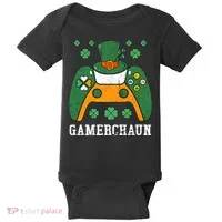 Gamerchaun Video Game St Patrick's Day Gamer Game Controller Baby Bodysuit thumb 0