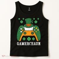 Gamerchaun Video Game St Patrick's Day Gamer Game Controller Tank Top thumb 2