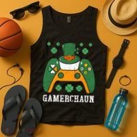 Gamerchaun Video Game St Patrick's Day Gamer Game Controller Tank Top thumb 4