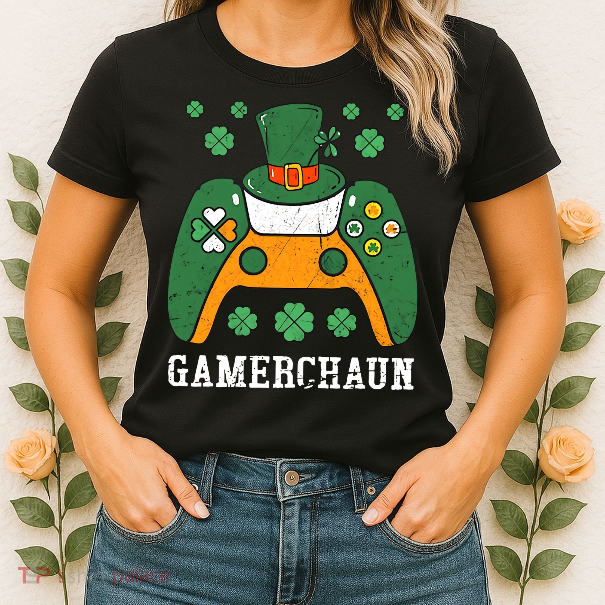 Gamerchaun Video Game St Patrick's Day Gamer Game Controller Women's T-Shirt