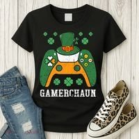 Gamerchaun Video Game St Patrick's Day Gamer Game Controller Women's T-Shirt thumb 3