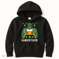 Gamerchaun Video Game St Patrick's Day Gamer Game Controller Kids Hoodie thumb 0