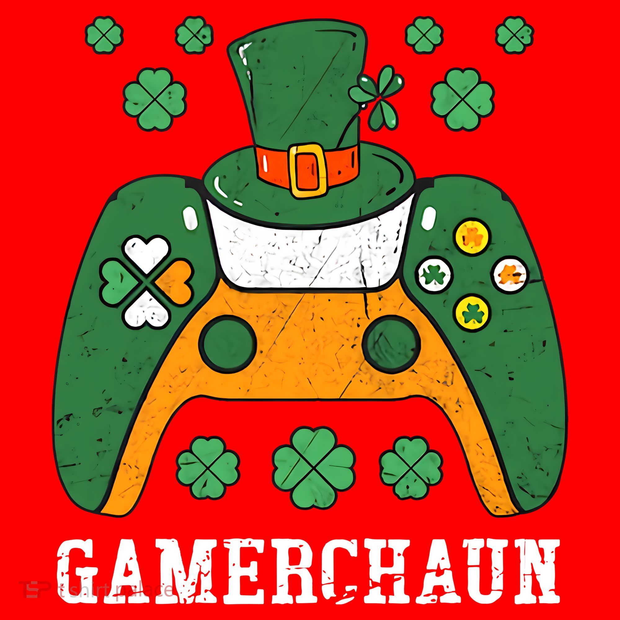 Gamerchaun Video Game St Patrick's Day Gamer Game Controller Santa Hat