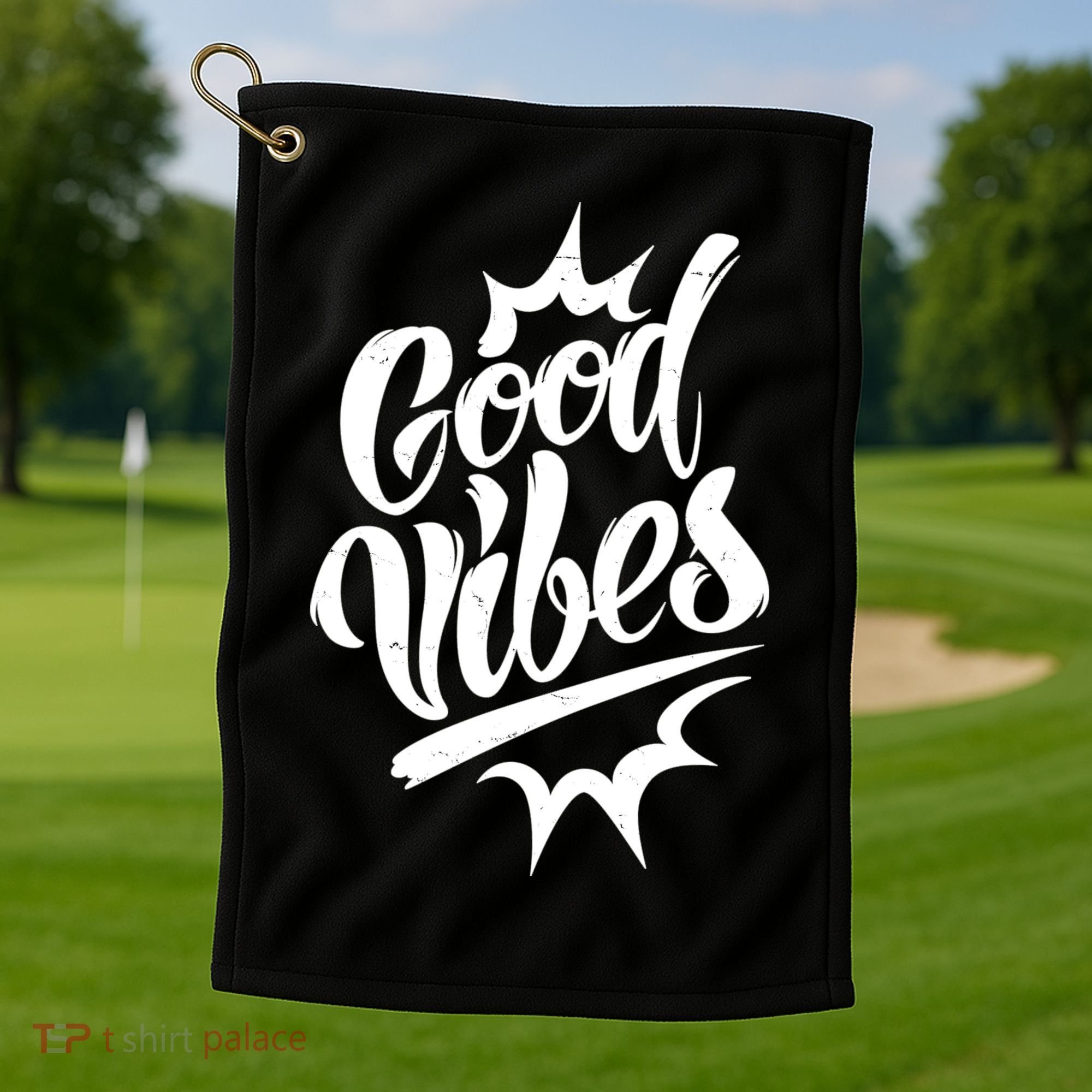 Good Vibes Motivational Quote Golf Towel