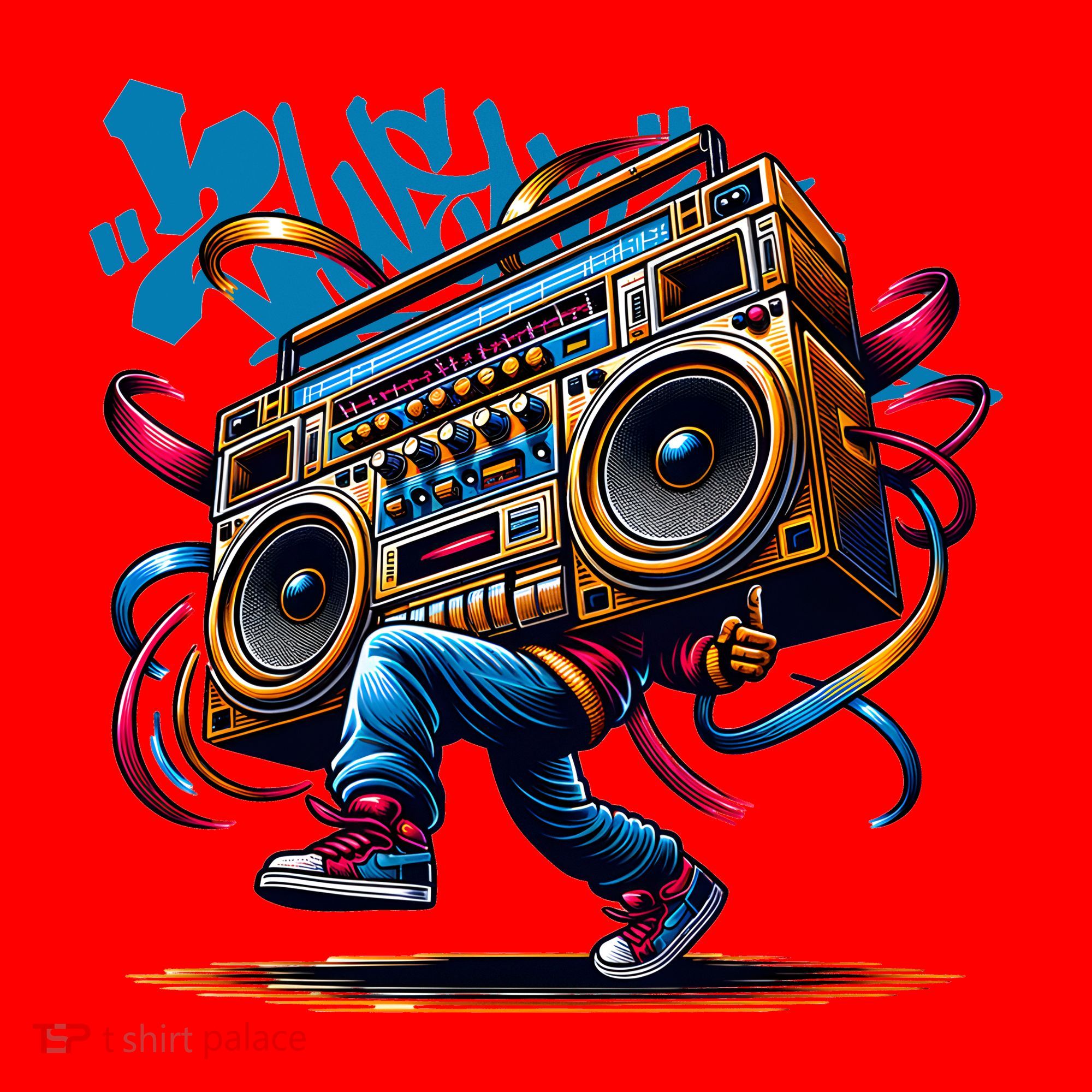 Graffiti Vibes: My GenerationS Boombox Beats Santa Hat